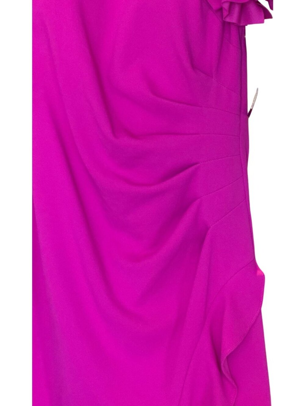 Xscape Ruffled Off-The-Shoulder Scuba Crepe Midi Dress Size 4 New With Tags - Picture 13 of 16